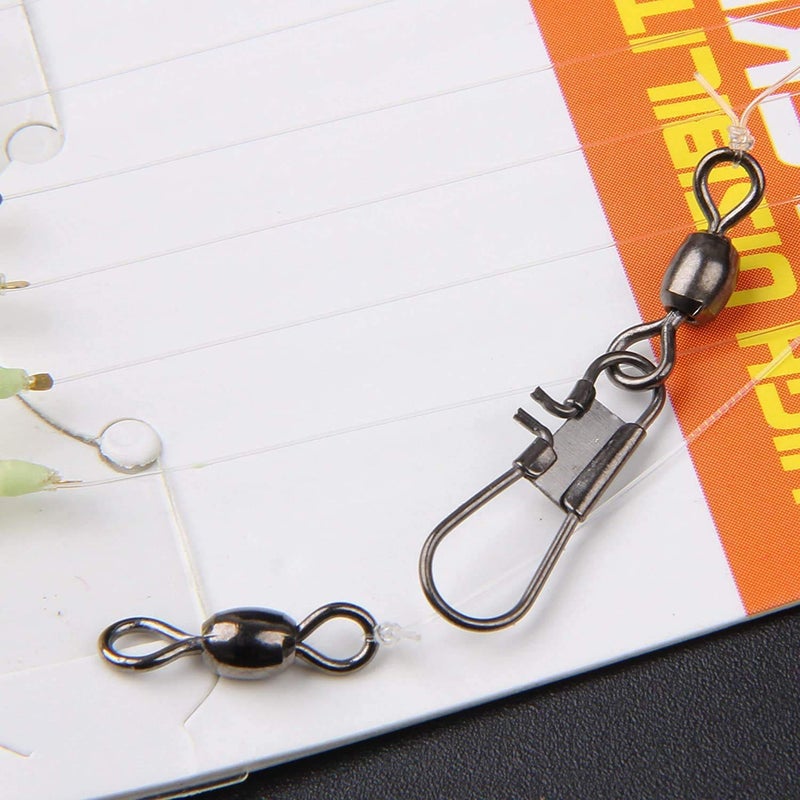 JSHANMEI Fishing Bait Rigs Set 15 Packs String Hooks Glow Lure Rig Saltwater Surf Fishing Rigs with Real Fish Skin, Sharp Hooks Swivels for Mackeral Herring Baitfish, Type B 8# - Image 5